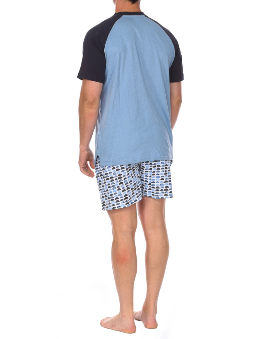 imagem de Pijama masculino de manga curta com decote em V abotoado JJBCH57003