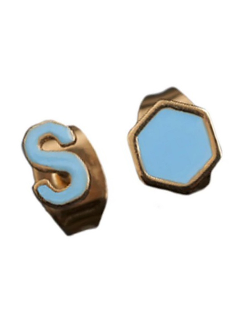 imagem de Brinco Dourado S Azul SUPERB mulher2