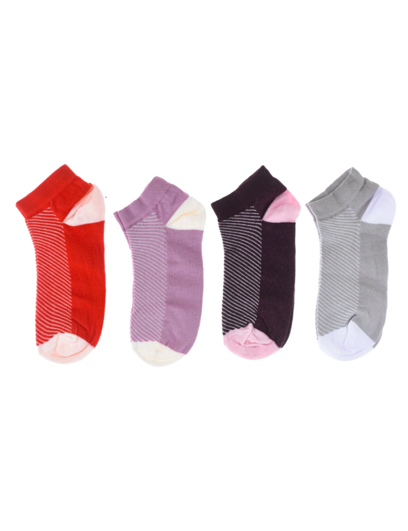 Ox Socks - Pacote de 4 meias femininas até o tornozelo, meias curtas femininas, de algodão, estampadodas.