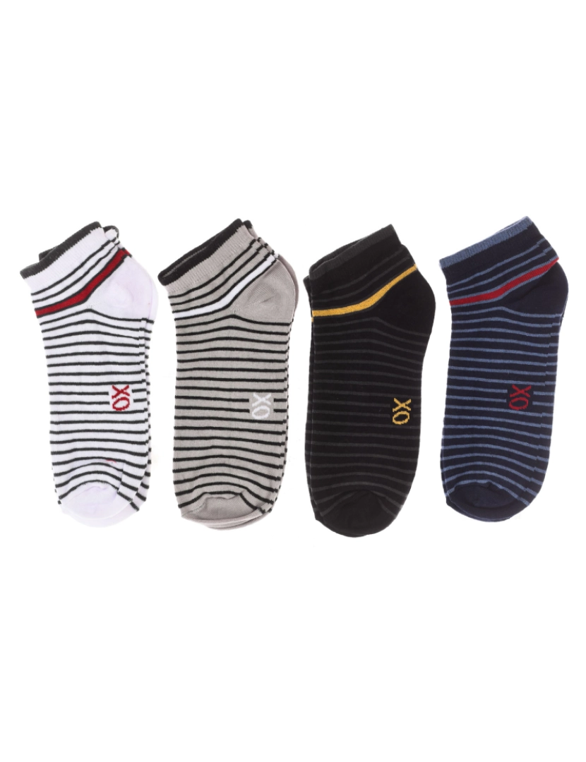 Ox Socks - Pacote de 4 meias masculinas, meias curtas masculinas, algodão, estampadodas.