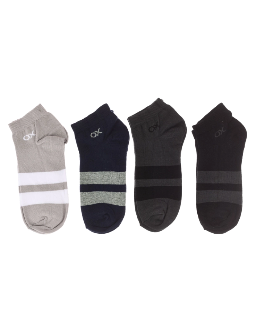 Ox Socks - Pacote de 4 meias masculinas, meias curtas masculinas, algodão, estampadodas.