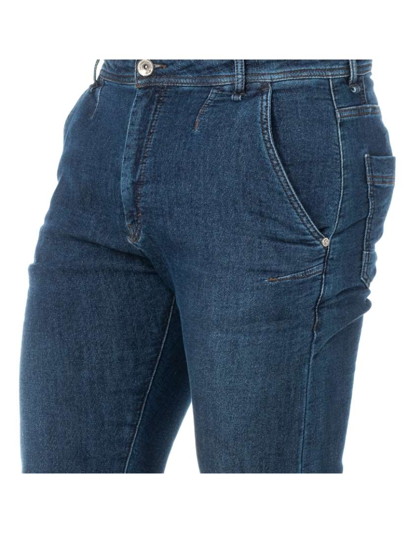 imagem de Calça jeans longa masculina de corte reto e bainha JMT0102