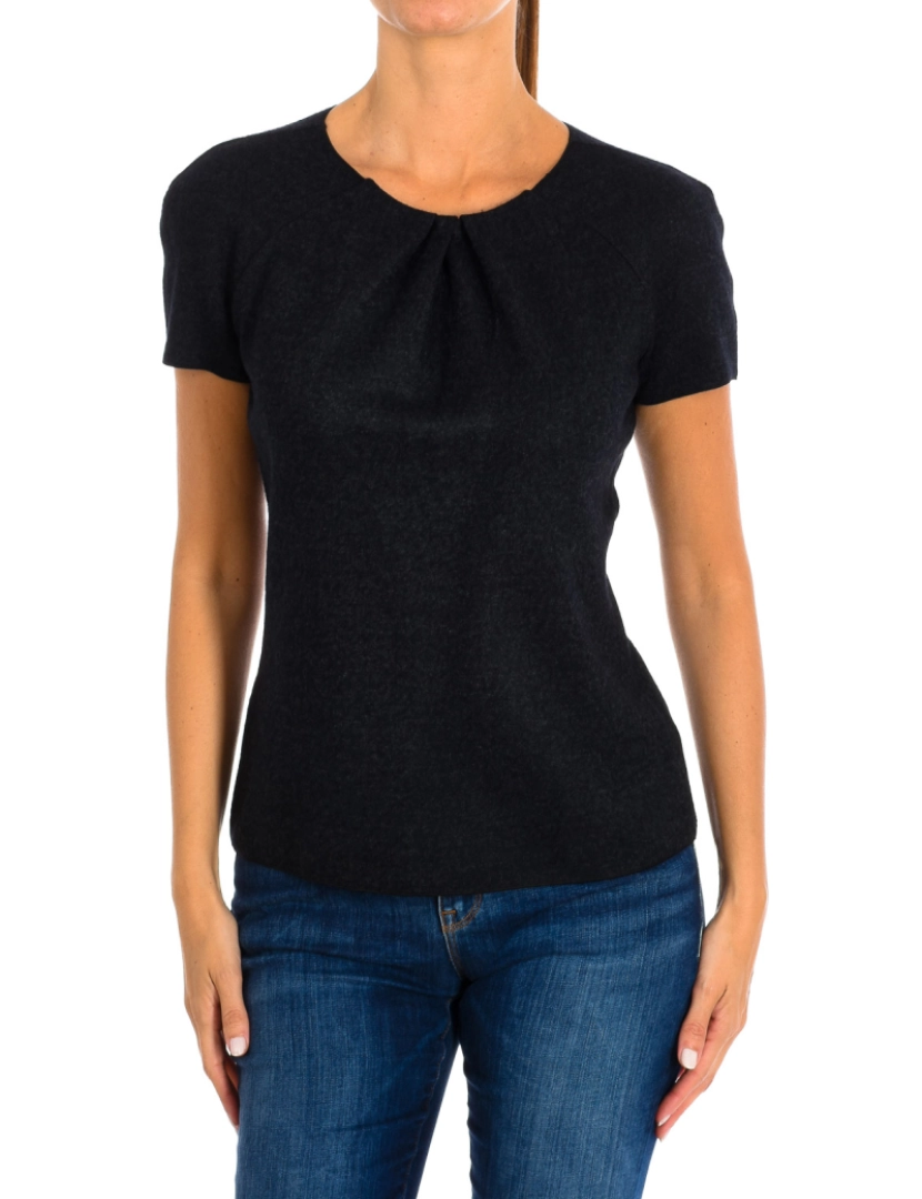 Emporio Armani - Top feminino de manga curta com decote redondo 6Z2M6T2JB6Z