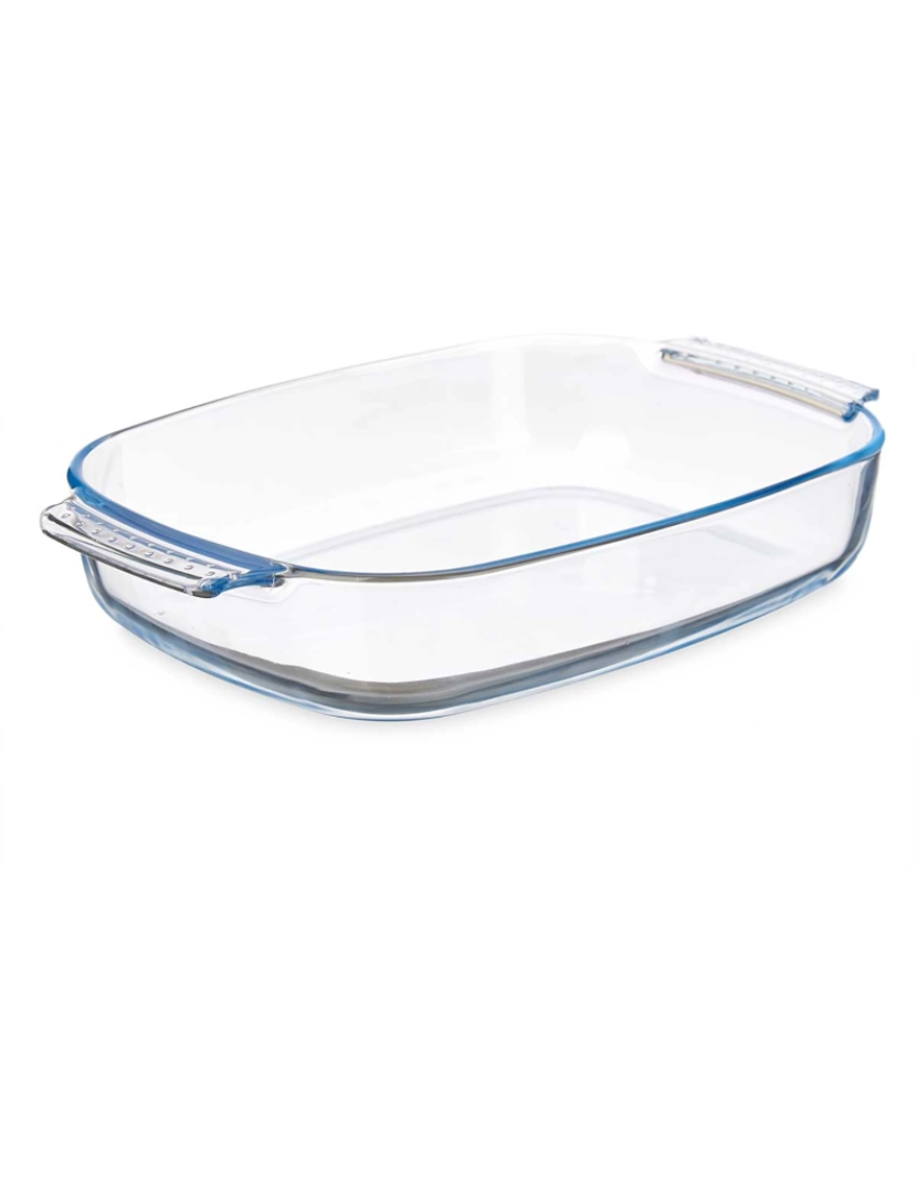 DAM - DAM  BANDEJA RETANGULAR DE BOROSILICADO COM ALÇAS 2000ML 30,2x19,6x6 Cm. Cor transparente