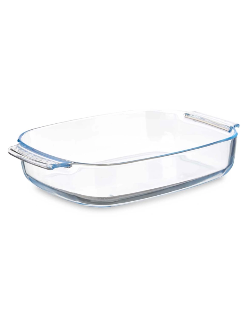 DAM - DAM  BANDEJA RETANGULAR DE BOROSILICADO COM ALÇAS 3800ML 38x25,4x6,5 Cm. Cor transparente