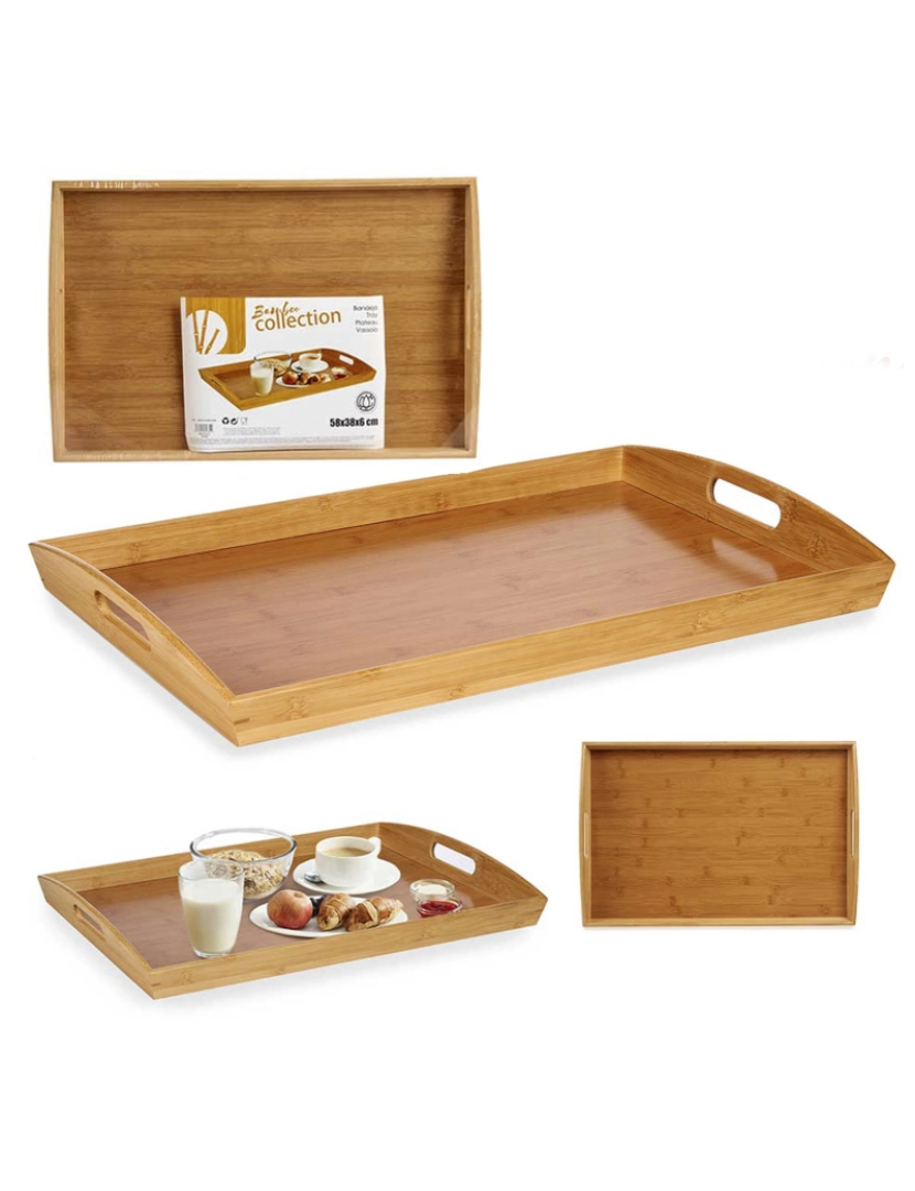 DAM - DAM Bandeja de bambu  com alças de 58 cm. 58x6x38 cm. Marrom claro