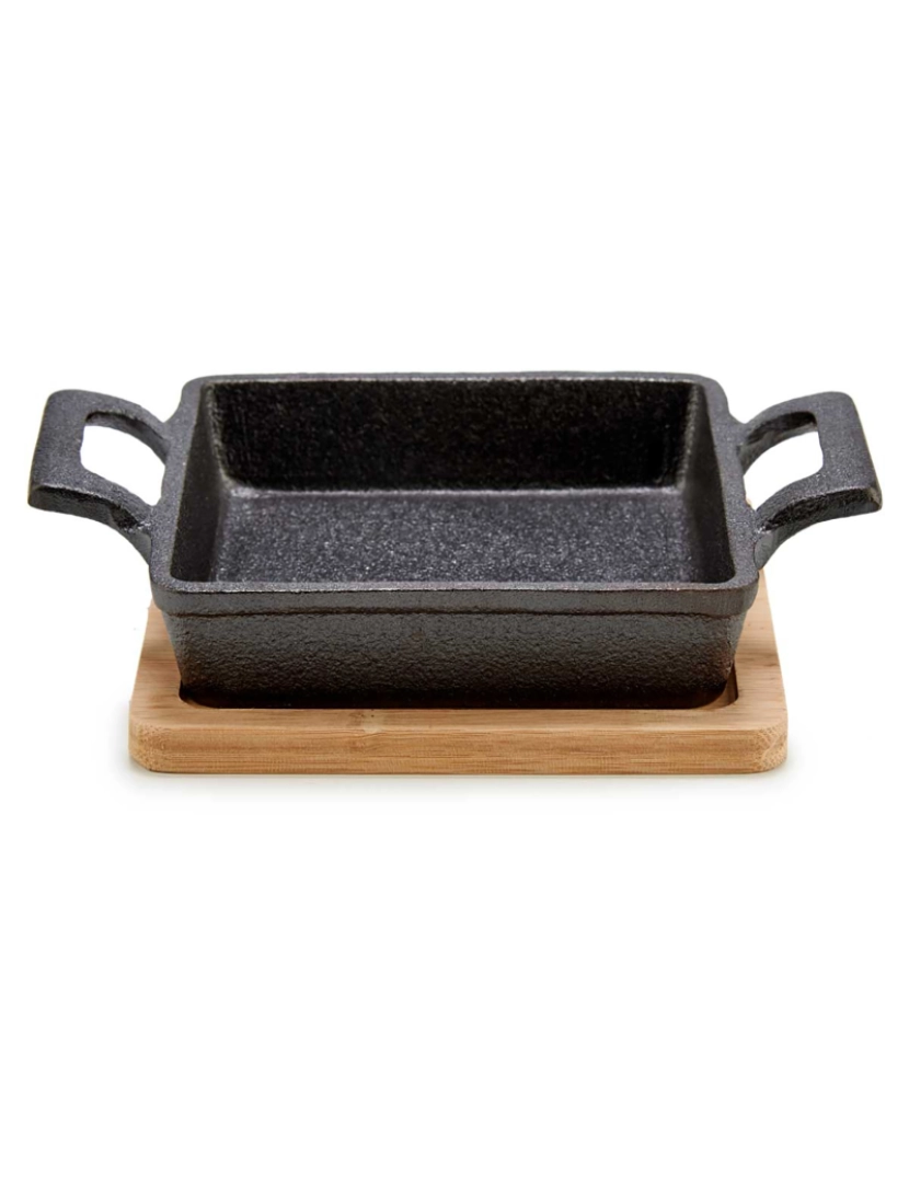 DAM - DAM BANDEJA QUADRADA  FERRO FUNDIDO PEQ BAND BAMBU 14*19*5 cms 19x14x5 Cm. Cor preta