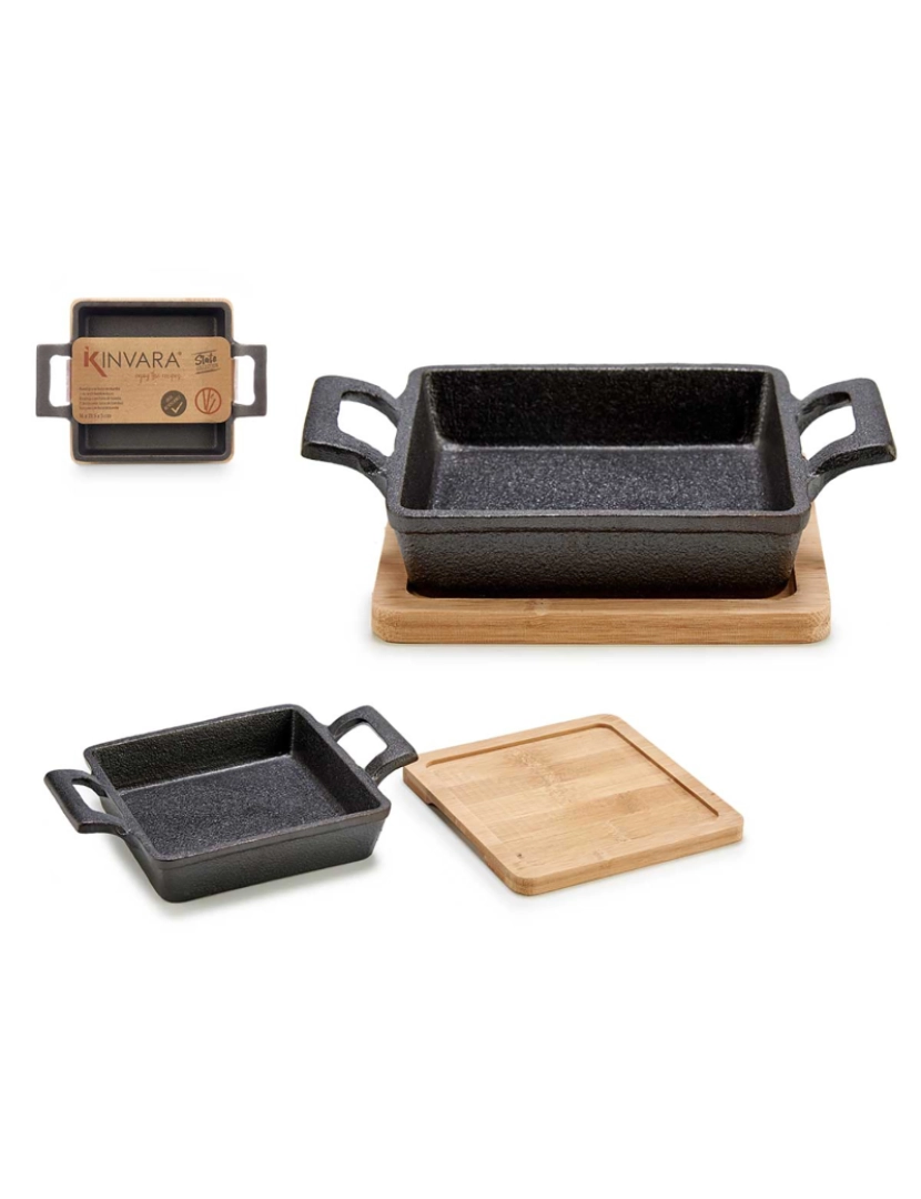 imagem de DAM BANDEJA QUADRADA  FERRO FUNDIDO PEQ BAND BAMBU 14*19*5 cms 19x14x5 Cm. Cor preta2