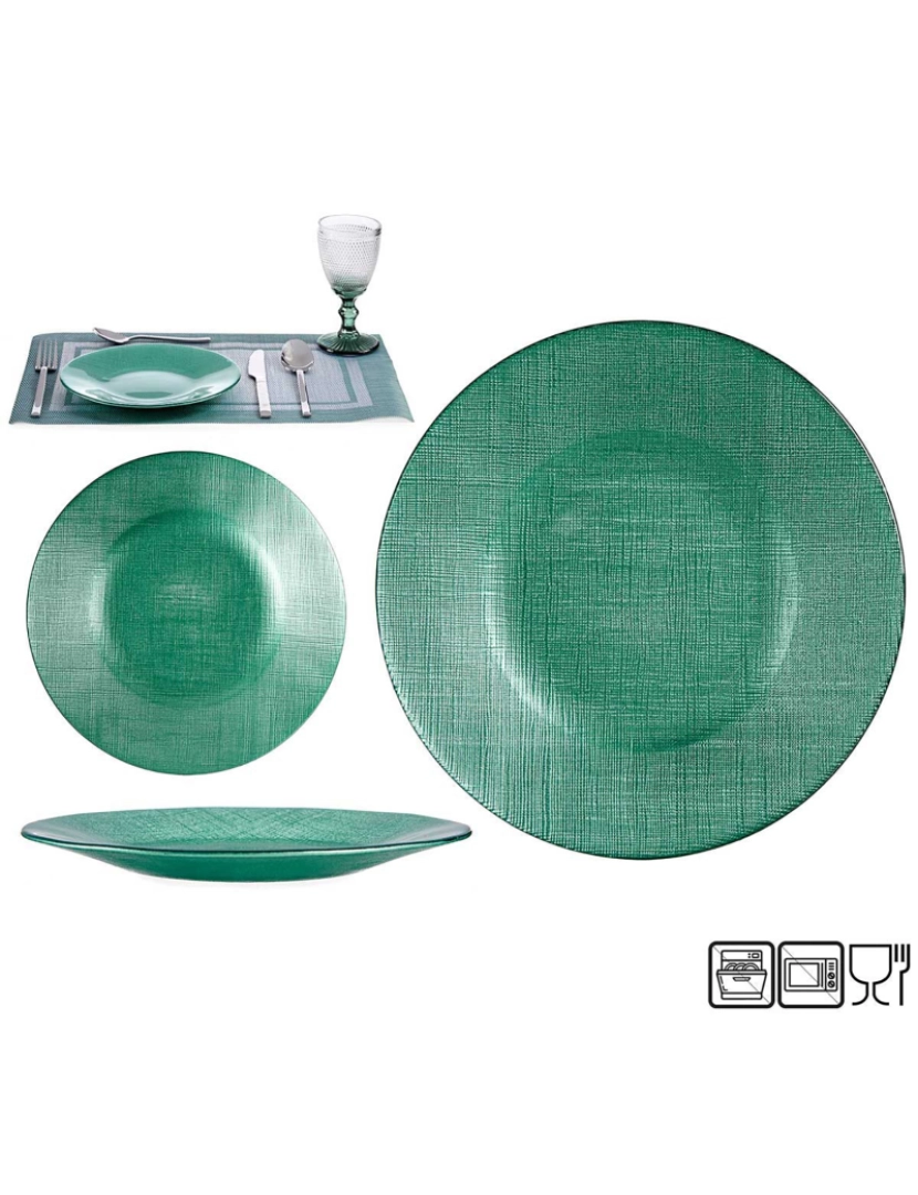 DAM - DAM CONJUNTO  6 PRATOS DE VIDRO 21CM VERDE MENTTA 21x2x21 Cm. Cor verde