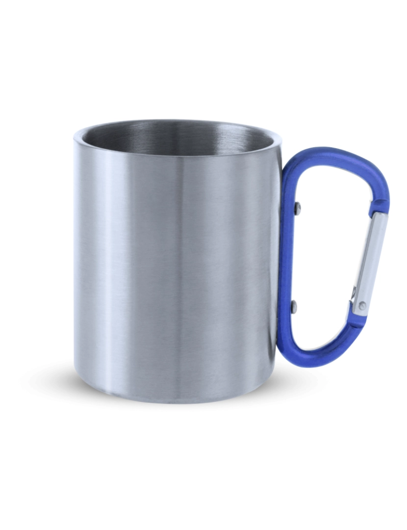 DAM - DAM Caneca  Bastic em aço inox com capacidade de 210ml, corpo com acabamento brilhante e alça mosquetão de 8x8x7 cm. Cor azul