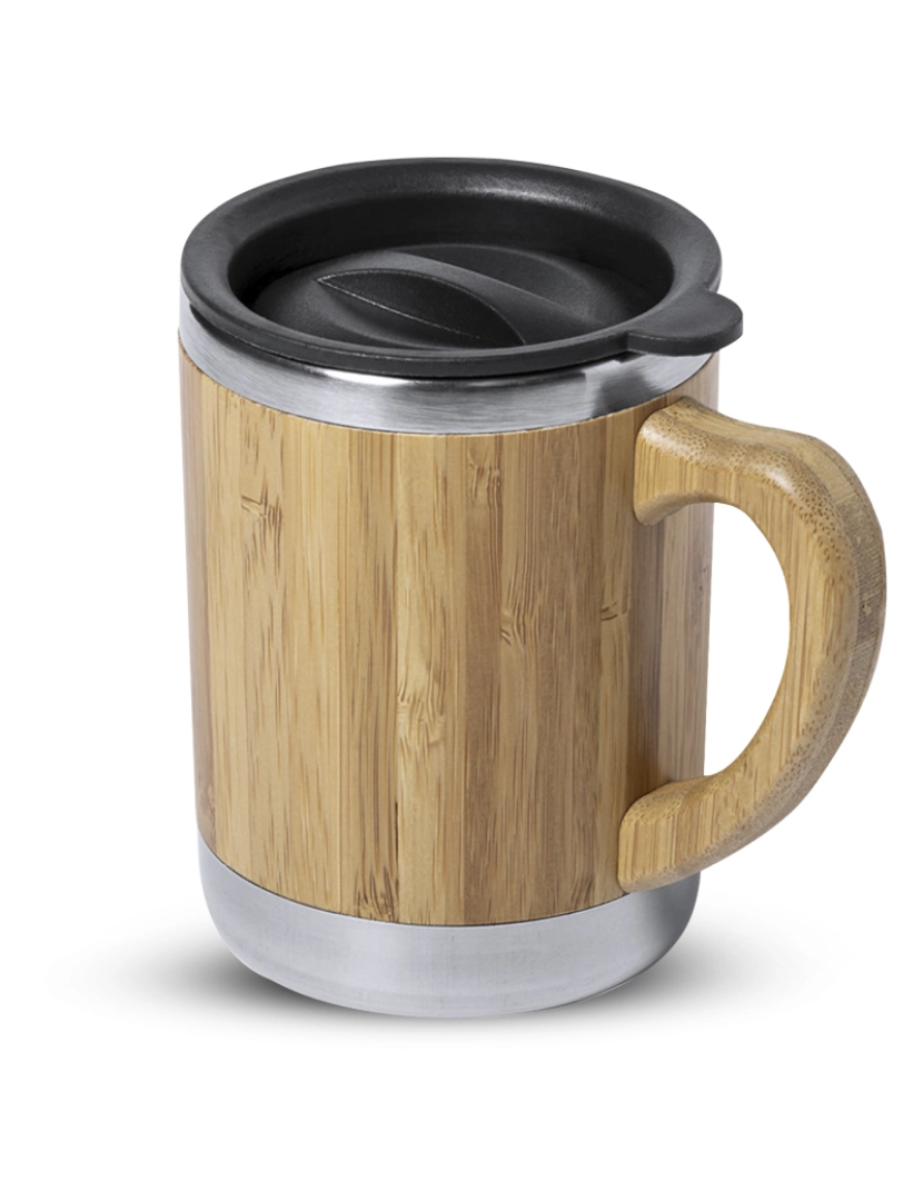 DAM - DAM Caneca térmica  Vanatin 300ml Nature. Corpo de parede dupla em bambu e aço inoxidável para melhor preservação da temperatura quente/fria. Com tampa doseadora. 8x8x10,5cm. Cor: Taupe