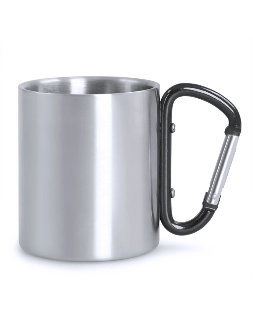 imagem de DAM  Caneca pequena em aço inox 210 ml com alça mosquetão. 7x7x8 cm. Cor preta1