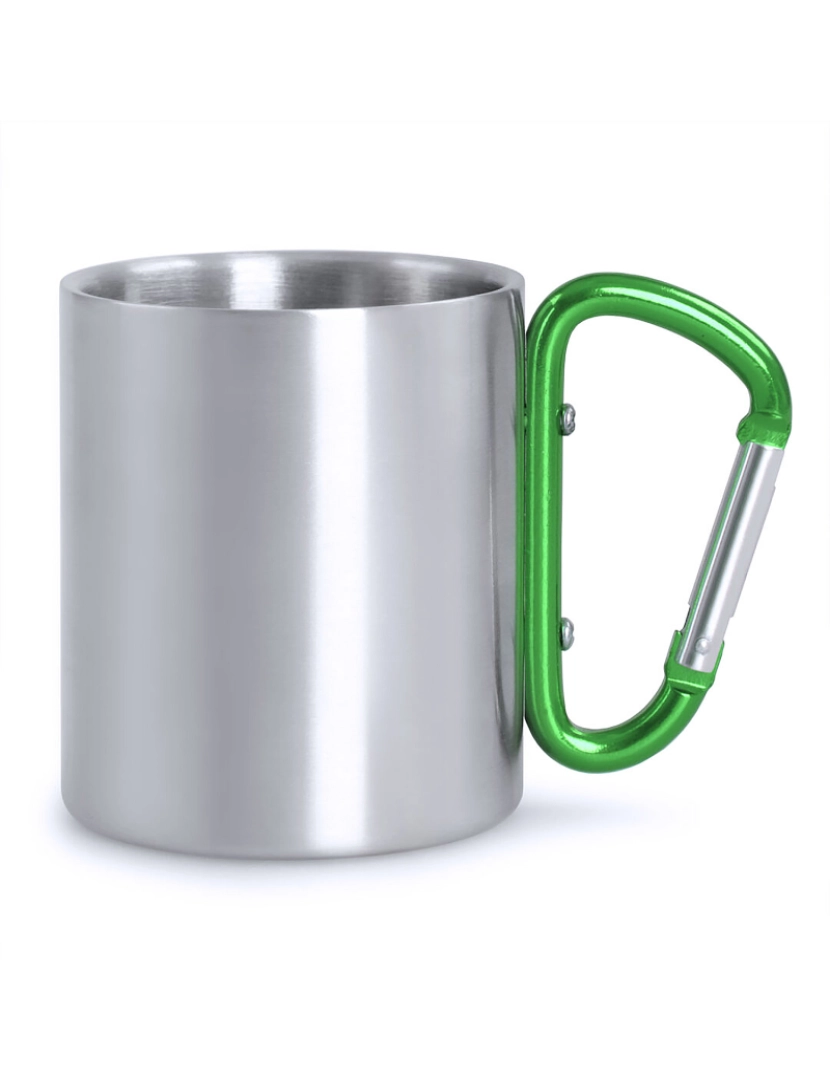 imagem de DAM  Caneca pequena em aço inox 210 ml com alça mosquetão. 7x7x8 cm. Cor verde1