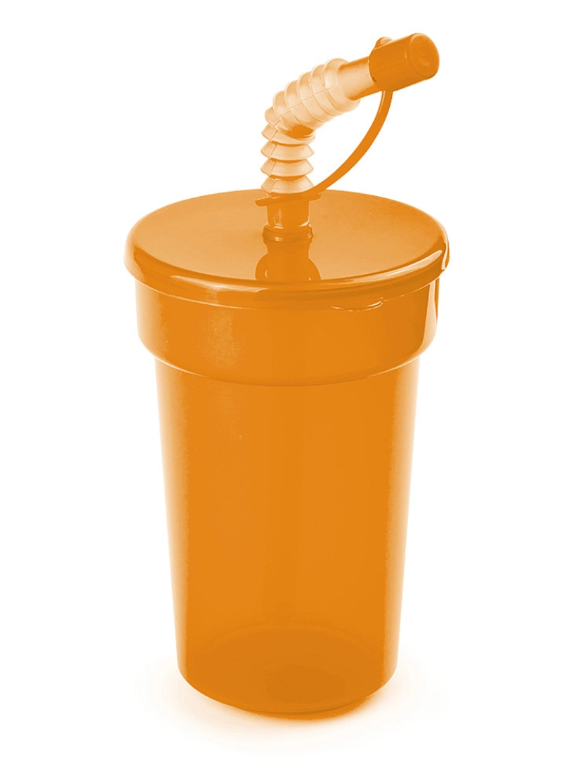 DAM - DAM  Vidro transparente com tampa e canudo 400 ml. 8,3x12,5x8,3cm. Cor laranja