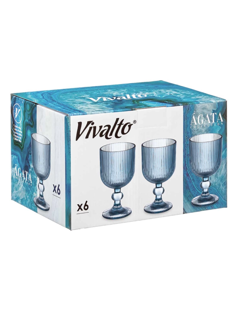 imagem de DAM  PACK 6 TAÇAS DE VINHO 260ML RISCAS AZUL ESCURO 7,9x7,9x14 Cm. Cor azul3