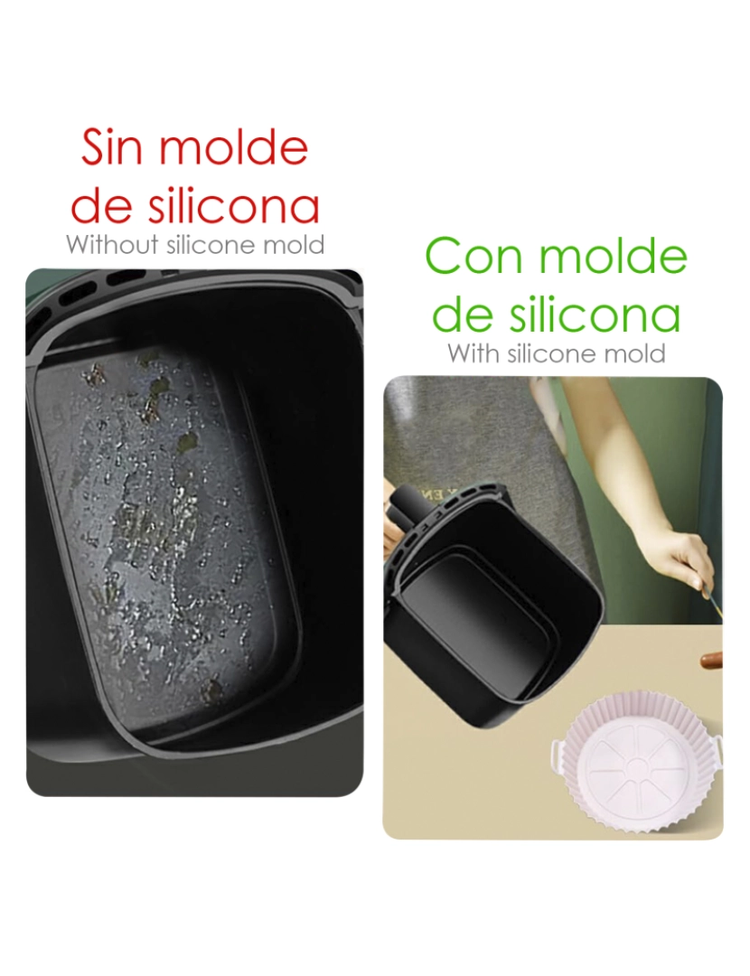 imagem de DAM Molde de silicone  com alças especiais para fritadeira de ar. 20x17x5 cm. Grade alimentar. 20x20x5 cm. Cor cinzenta5