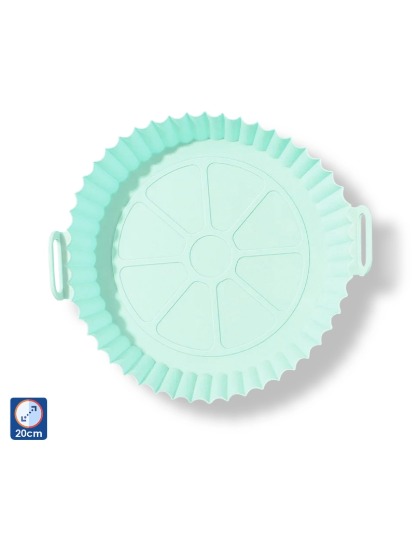 DAM - DAM Molde de silicone  com alças especiais para fritadeira de ar. 20x17x5 cm. Grade alimentar. 20x20x5 cm. Cor turquesa