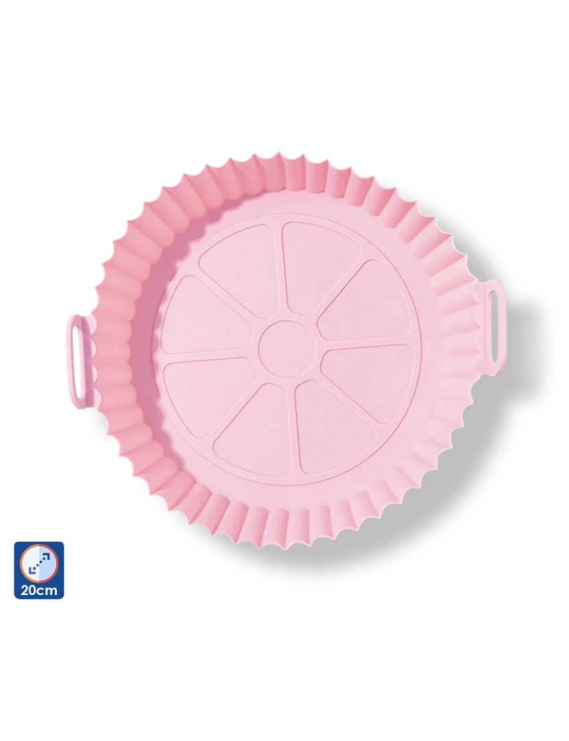 DAM - DAM Molde de silicone  com alças especiais para fritadeira de ar. 20x17x5 cm. Grade alimentar. 20x20x5 cm. Cor: Rosa Claro