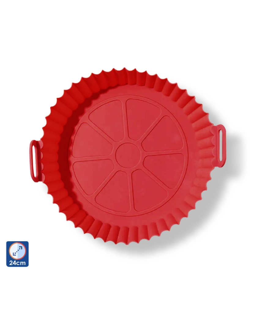 DAM - DAM Molde de silicone  com alças para fritadeira de ar 24*19*6 cm. Grade alimentar. 24x19x6 cm. cor vermelha