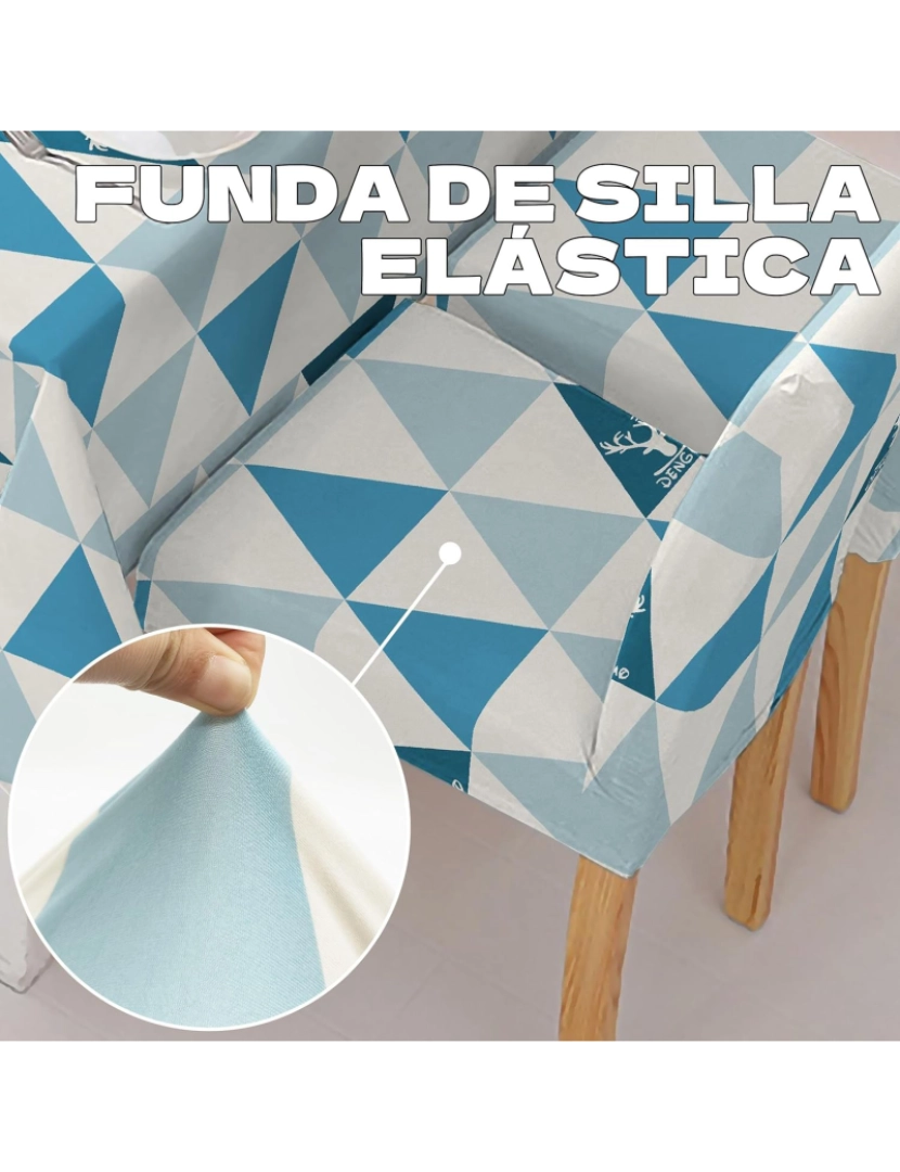 imagem de DAM Toalha de mesa impermeável  140x180cm e 4 capas para cadeiras. 180x140x1 cm. Cor azul3