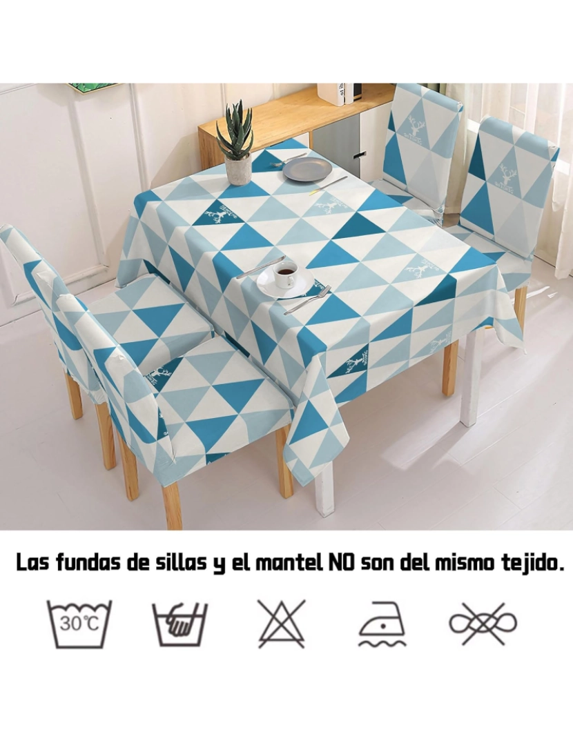 imagem de DAM Toalha de mesa impermeável  140x180cm e 4 capas para cadeiras. 180x140x1 cm. Cor azul4