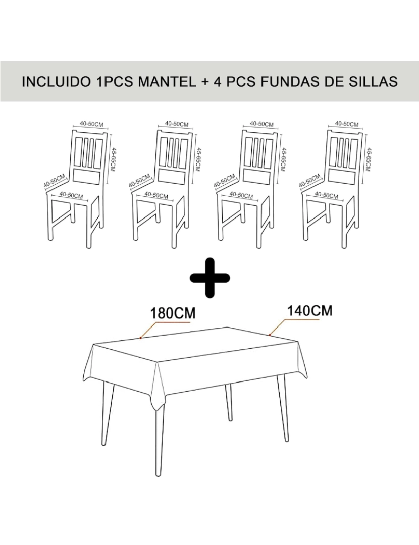 imagem de DAM Toalha de mesa impermeável  140x180cm e 4 capas para cadeiras. 180x140x1 cm. Cor azul6