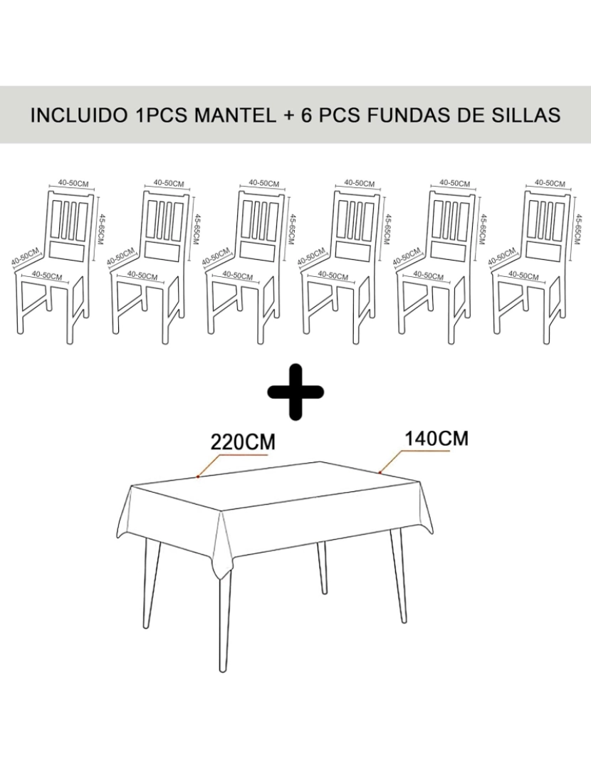 imagem de DAM Toalha de mesa impermeável  140x220cm e 6 capas para cadeiras. 220x140x1 cm. Cor azul6