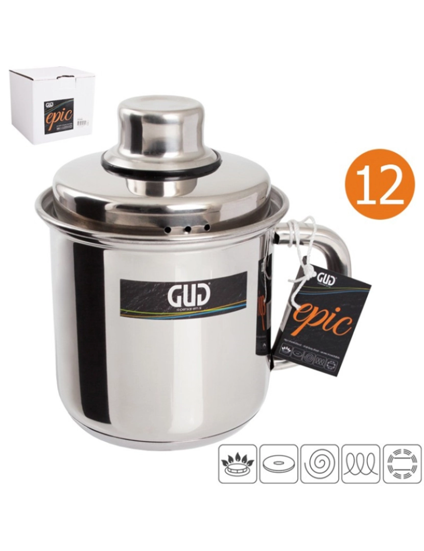 GUD - FERVEDOR INOX 12X9CM INDUÇÃOC/OFERTA DESCASDOR ALHOS SILICONE