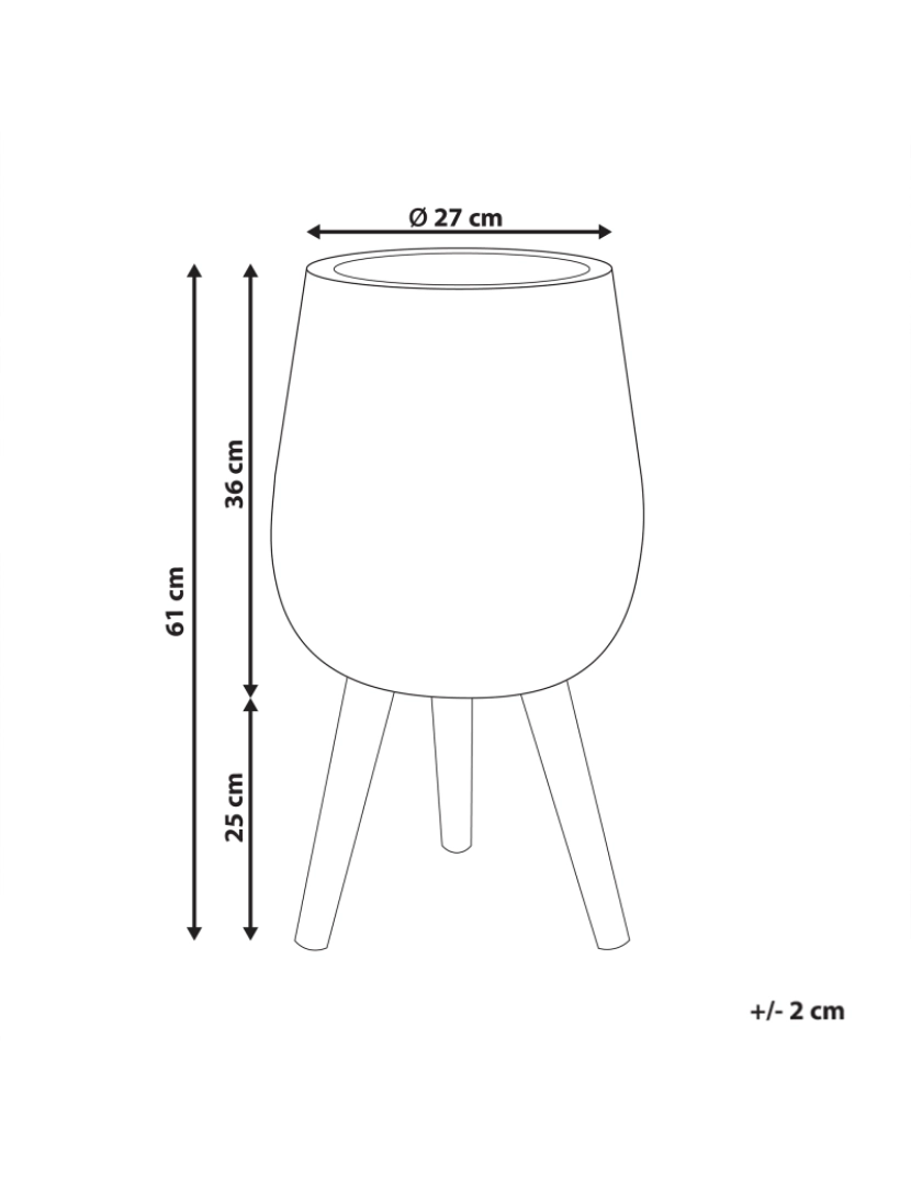 imagem de Suporte para vasos redondo castanho claro 27 x 27 x 61 cm com pernas de madeira maciça2