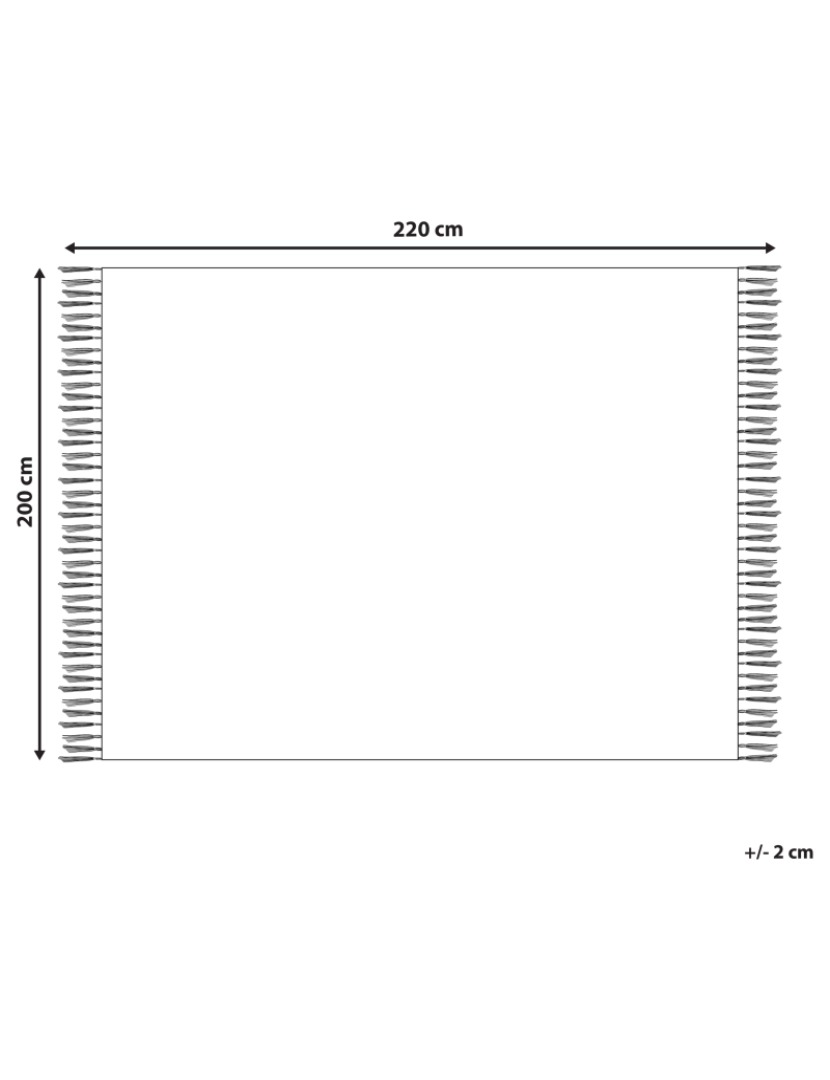 imagem de Cobertor em algodão e acrílico taupe 200 x 220 cm com franjas para cama ou sofá2