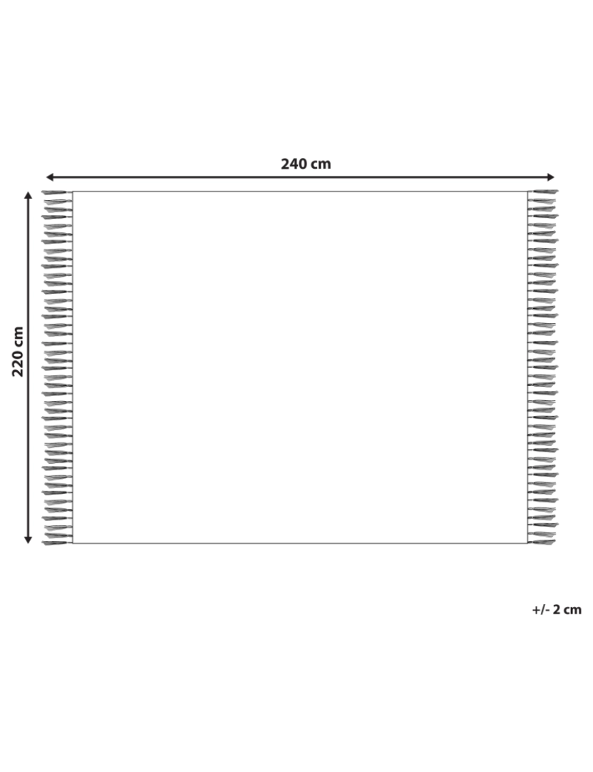 imagem de Cobertor em algodão e acrílico branco creme 220 x 240 cm com franjas para cama ou sofá2