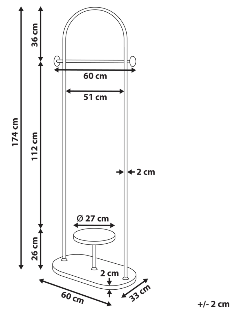 imagem de Bengaleiro em aço preto 174 cm estilo industrial moderno2