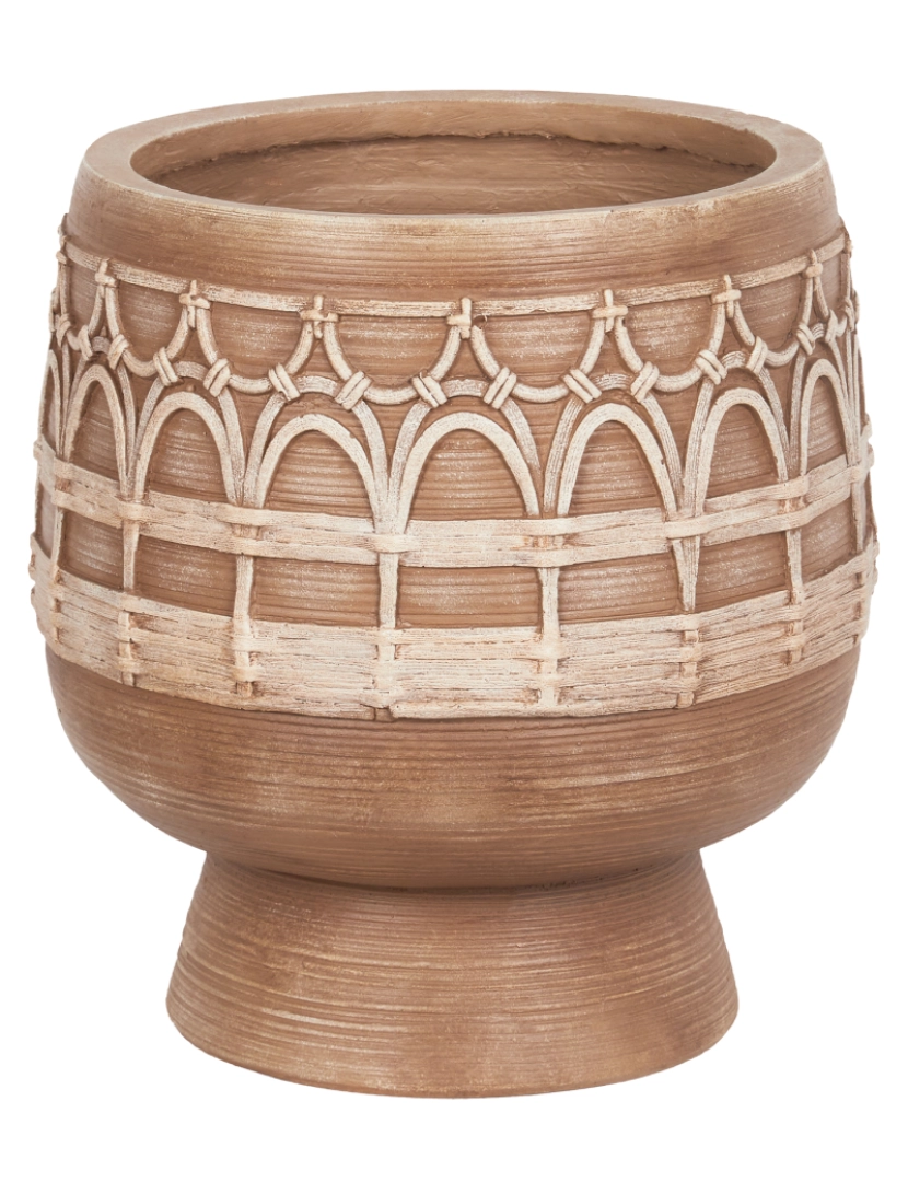 imagem de Vaso para plantas redondo castanho claro ⌀ 22 cm para exterior ou interior de estilo boho1