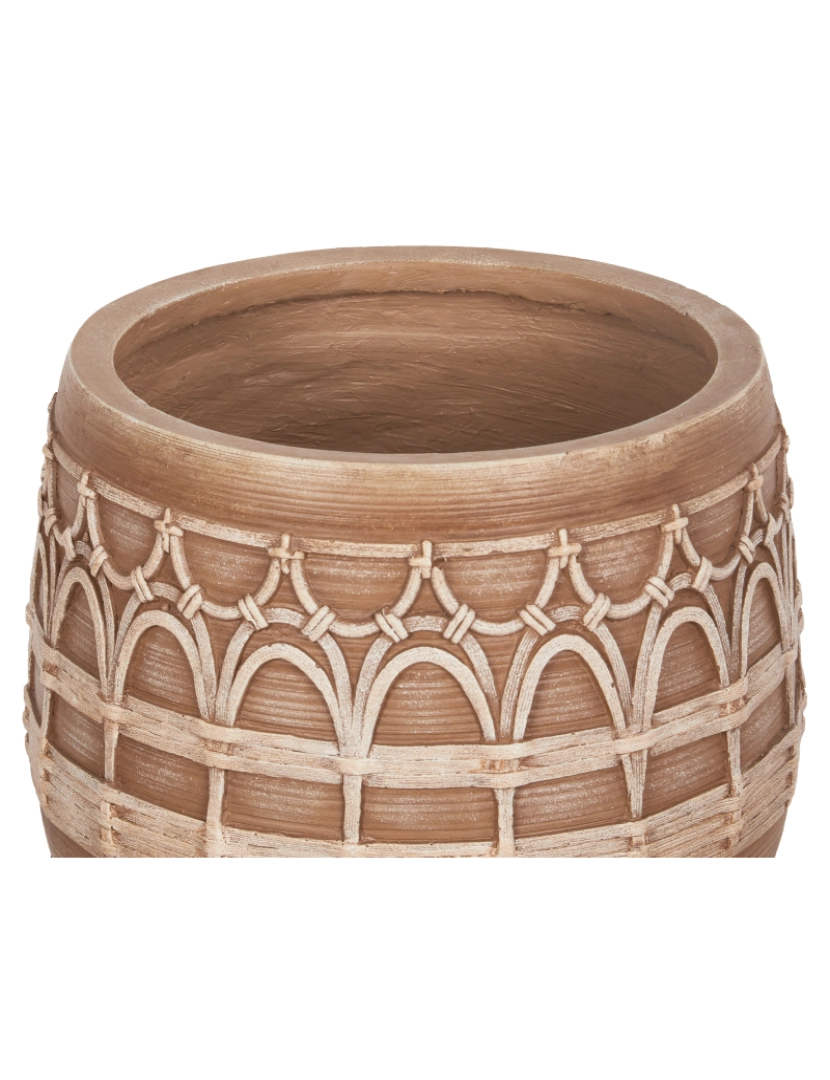 imagem de Vaso para plantas redondo castanho claro ⌀ 22 cm para exterior ou interior de estilo boho4