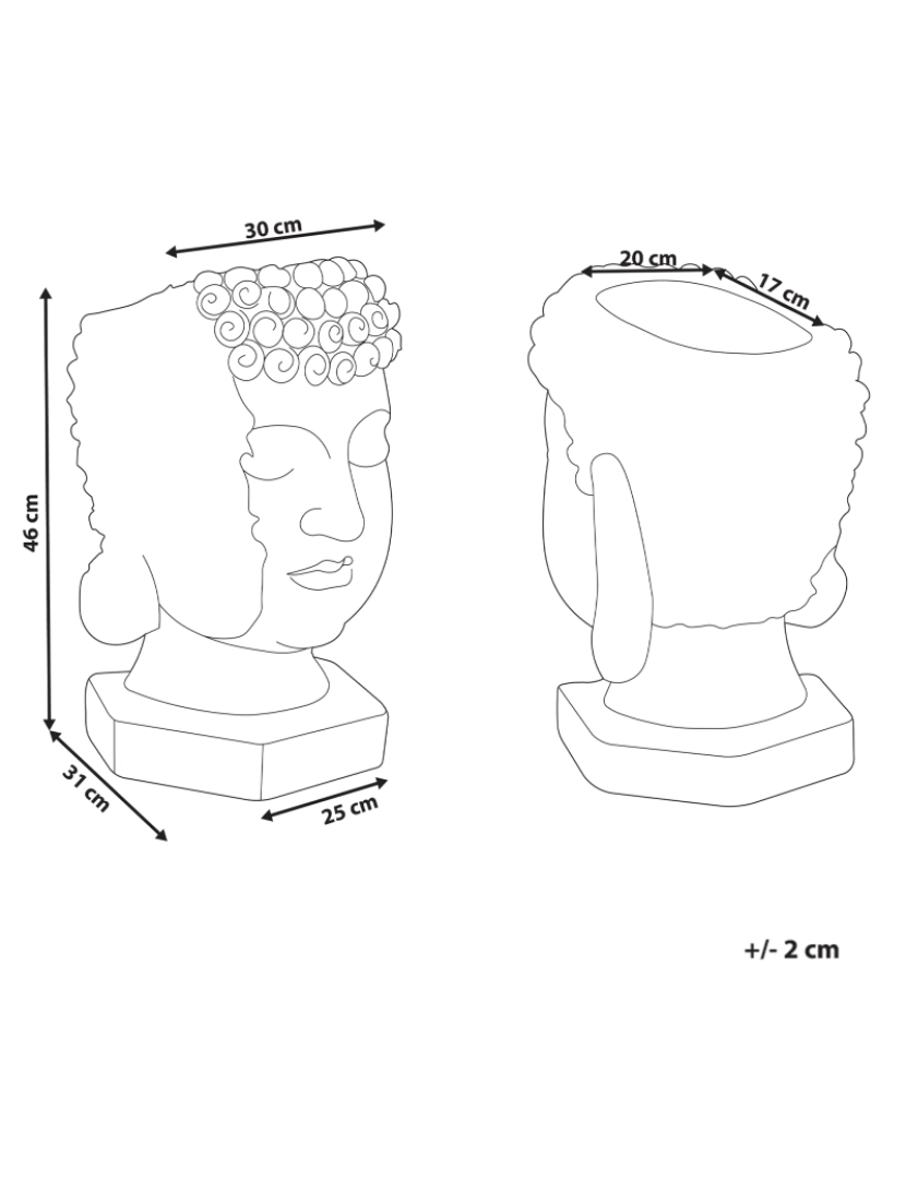 imagem de Vaso para plantas cor de areia 31 x 30 x 46 cm forma de cabeça de Buda retro2