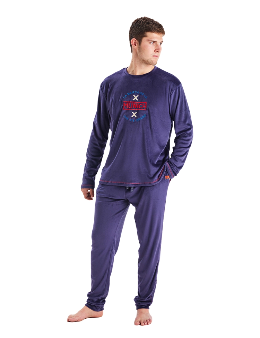 Munich - Pijama masculino de veludo de manga comprida MUEP0250