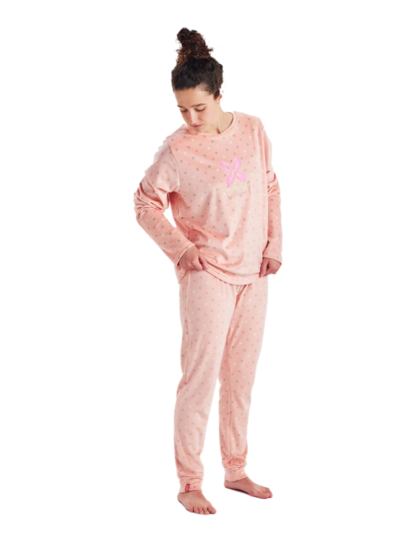 imagem de Pijama feminino de inverno de manga comprida de veludo MU51