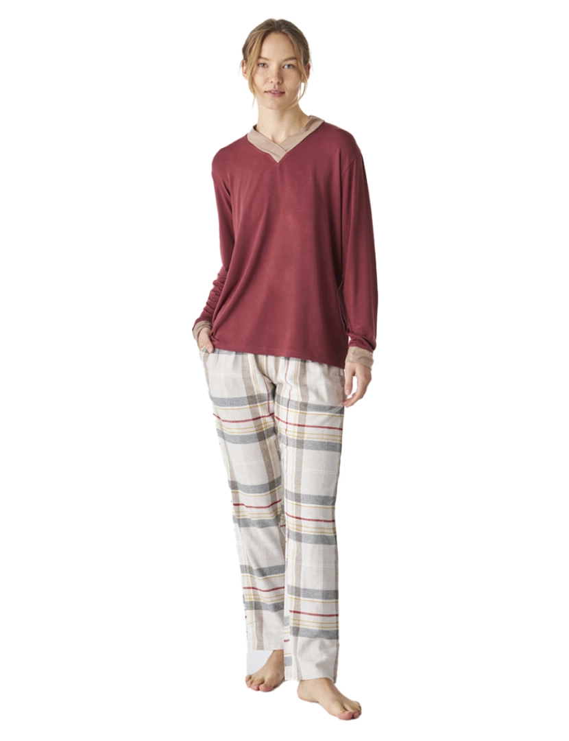 J And J Brothers - Pijama feminino de manga comprida JJBEP1401