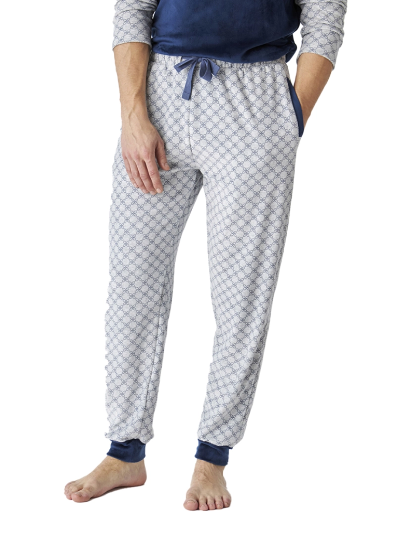 imagem de Pijama de inverno masculino de veludo de manga comprida JJBEP53012