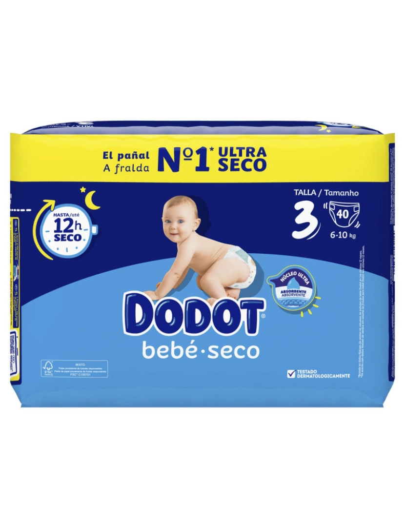 Dodot - Fraldas tamanho 3 bebê seco 6-10 kg 40 unidades