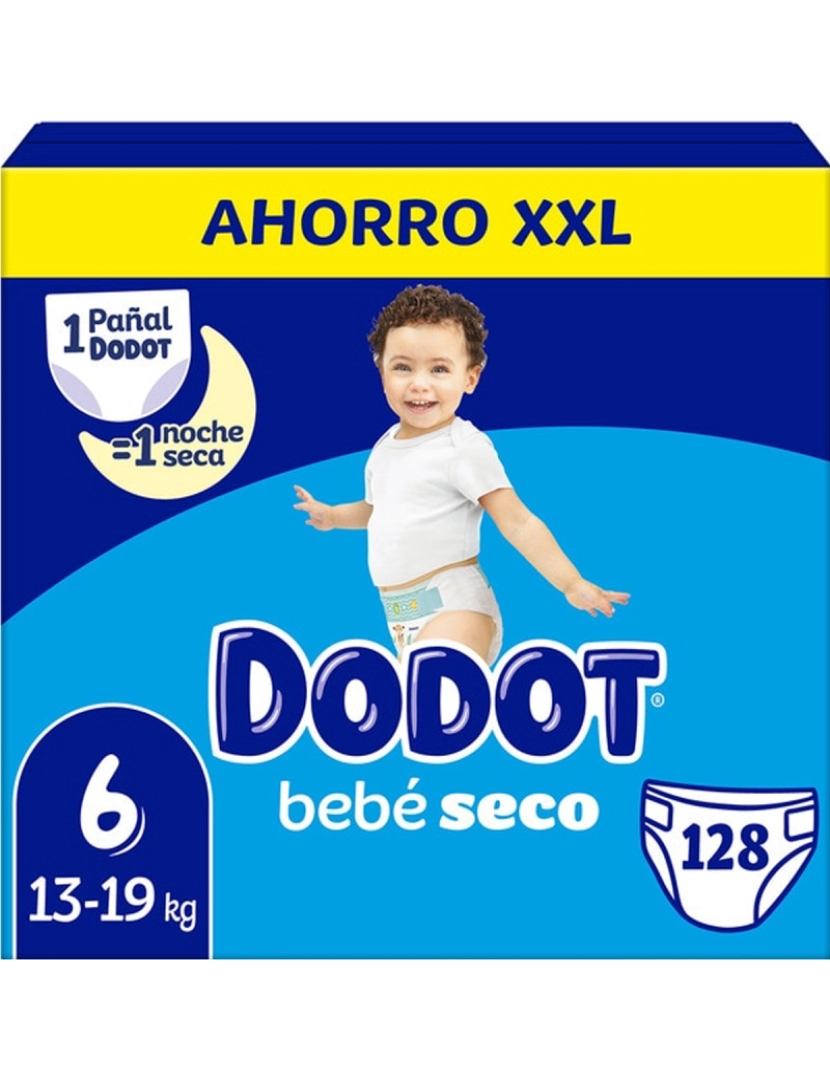 Dodot - Fraldas tamanho 6 seca bebê 13-19 kg 128 unidades