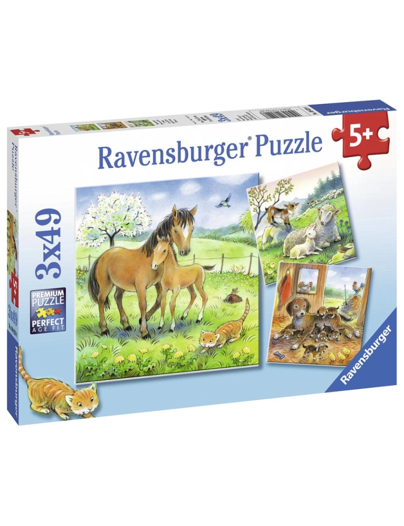 Ravensburger - Três quebra-cabeças de 49 peças - Animais ilustrados