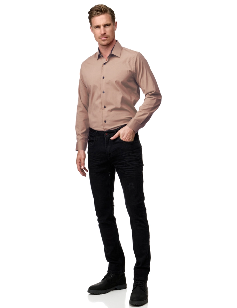 imagem de Rusty Neal Overhemd Slim Fit Bege7