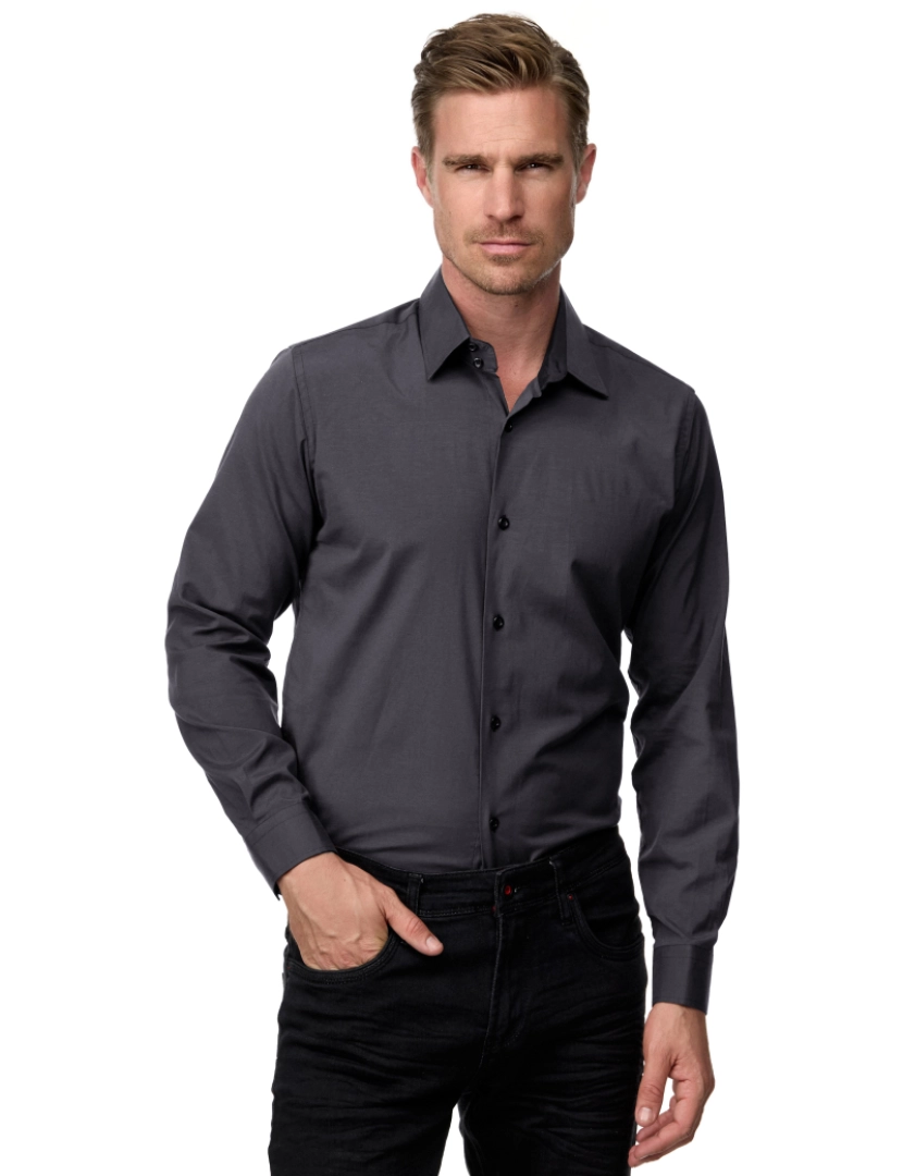 imagem de Rusty Neal Overhemd Slim Fit Cinza8