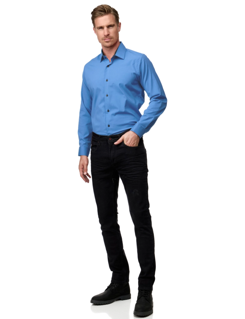 imagem de Rusty Neal Overhemd Slim Fit Azul7