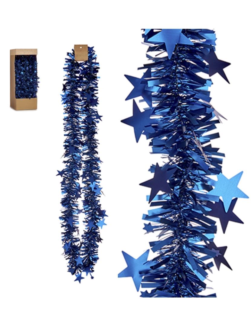 DAM - DAM  Guirlanda de enfeites de Natal Pine Boa prata 200x3 cms. 3x3x200 cm. Cor azul