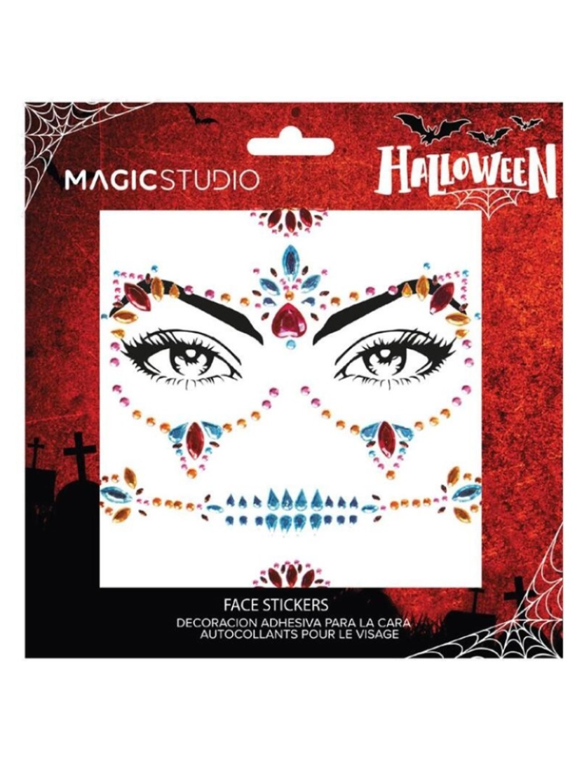 Magic Studio - ADESIVO DE GEMAS DE ROSTO DE HALLOWEEN DO MAGIC STUDIO