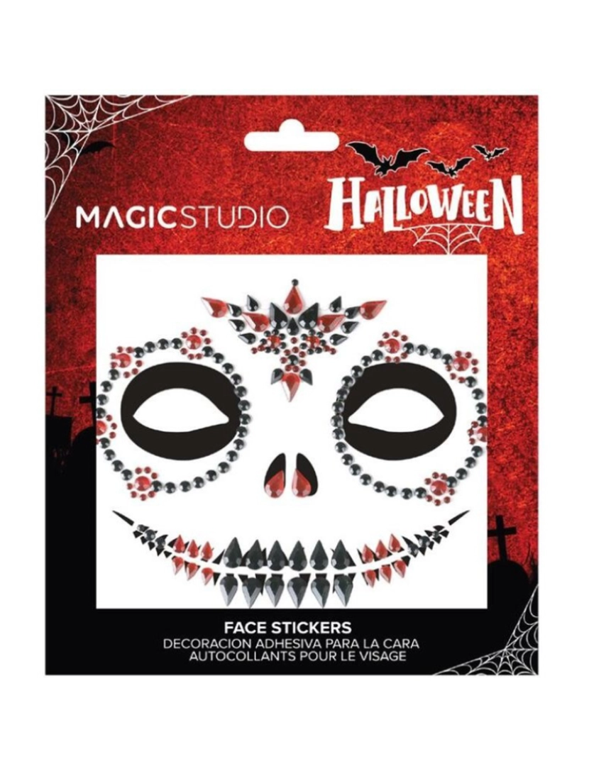 Magic Studio - MAGIC STUDIO HALLOWEEN ROSTO GEMAS ADESIVO CRÂNIO