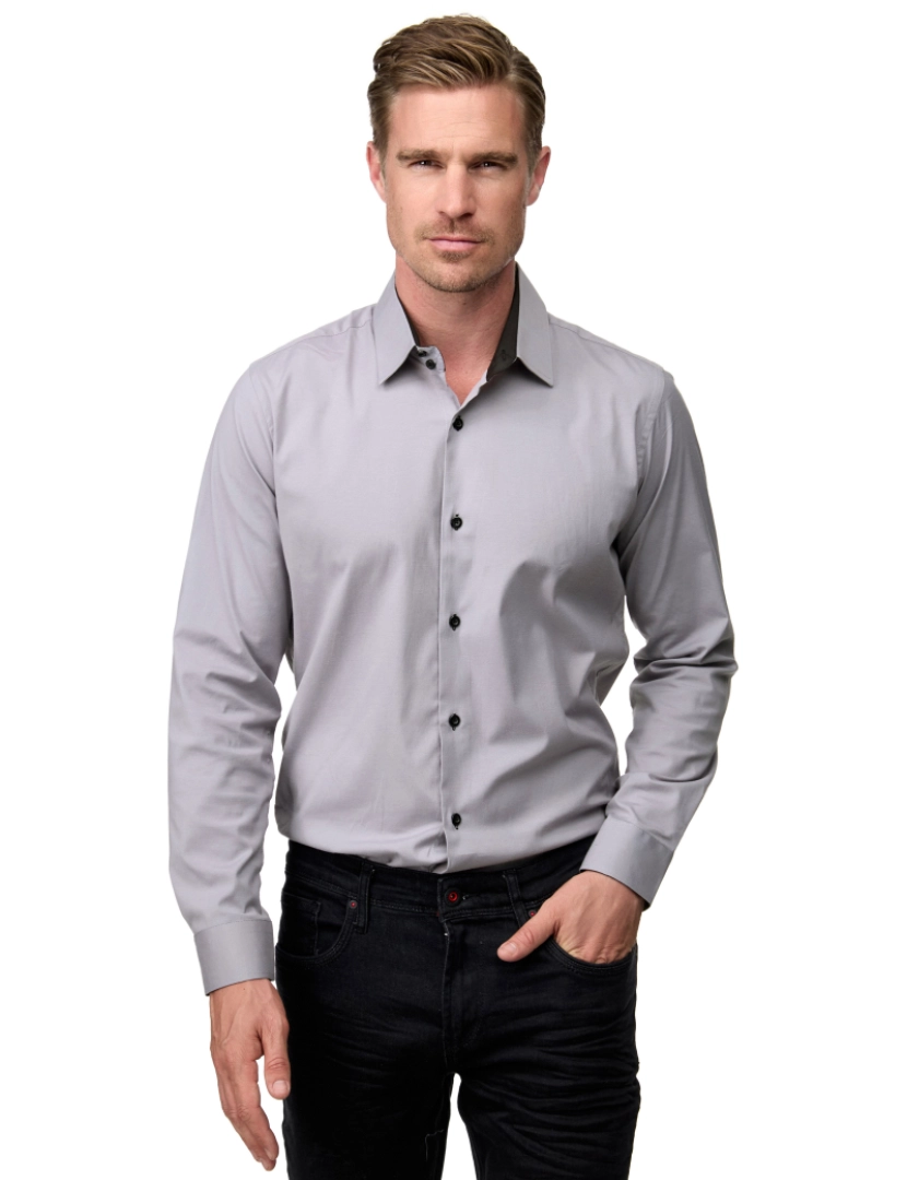 imagem de Rusty Neal Overhemd Slim Fit Cinza8