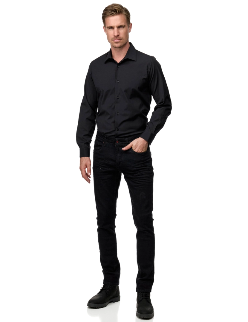 imagem de Rusty Neal Overhemd Slim Fit Negro7